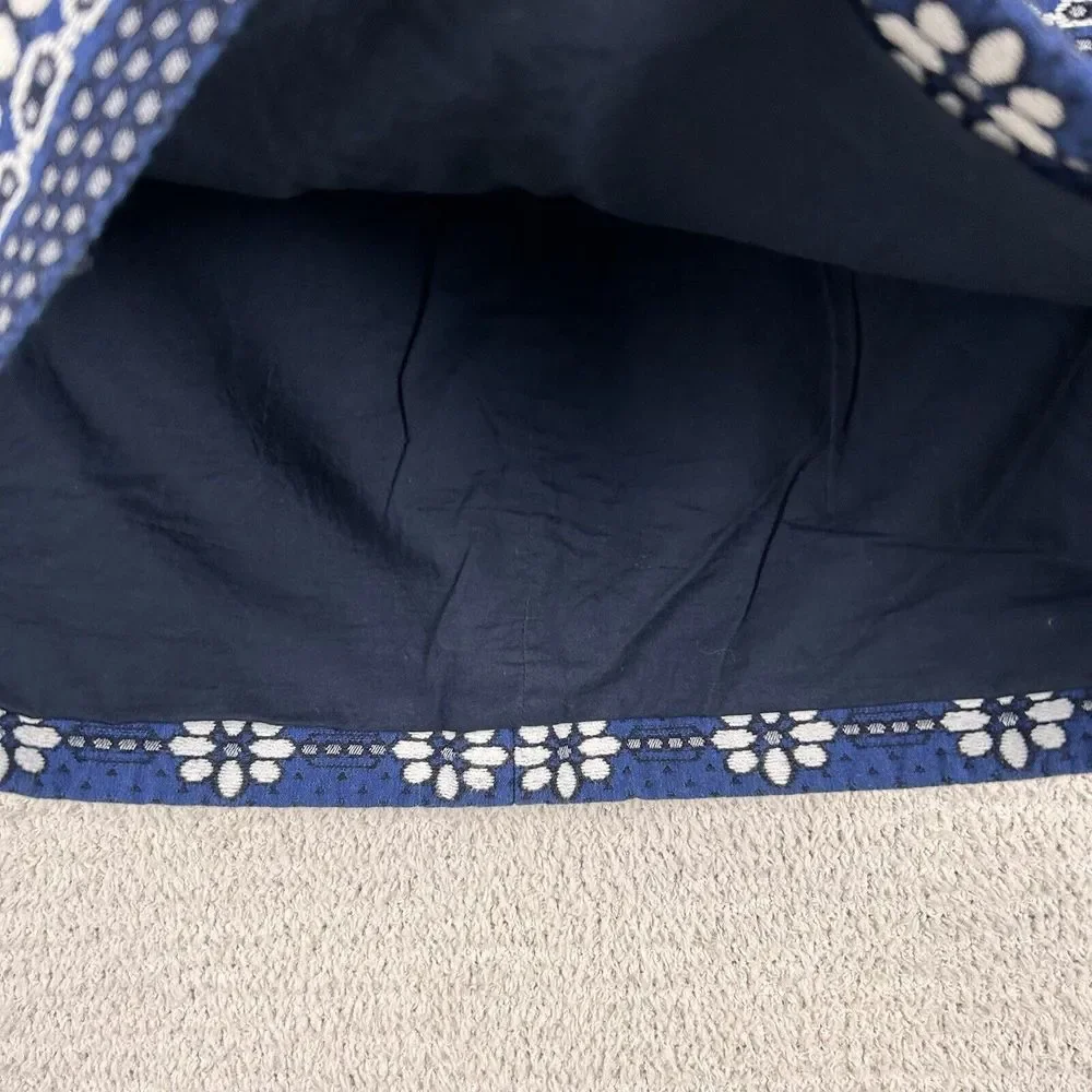 J. Crew Skirt Womens 6 Blue Floral Jacquard Lined Pencil Mini Back Zip Pockets - Picture 8 of 15